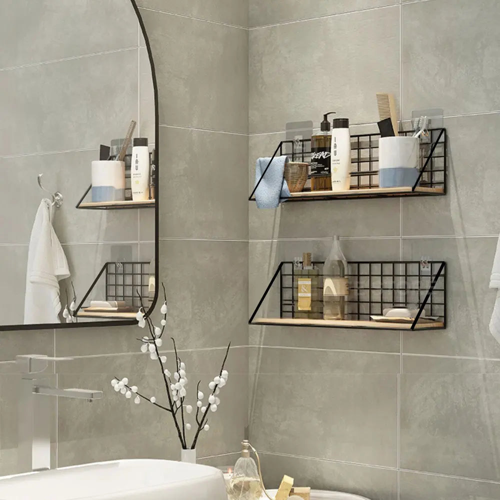 Wooden Hanging Spice Rack – Wall-Mounted Kitchen Organizer for Jars, Seasoning & Accessories