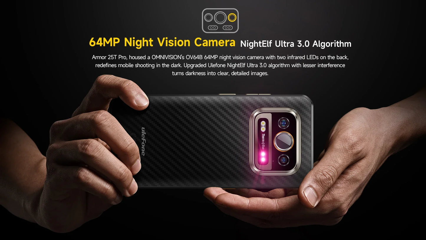 Ulefone Armor 25T Pro 5G Rugged Phone - Thermal Imaging, Android 14, 33W Fast Charging, 50MP+64MP, NFC, Waterproof Smartphone
