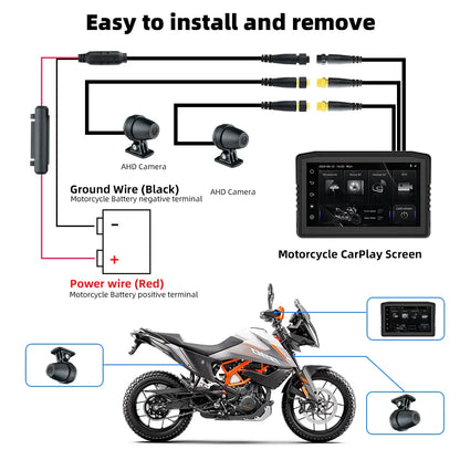 EKIY 6.25" Portable Digital Dashboard with Wireless CarPlay & Android Auto GPS Navigation - Anti-Theft Removable Screen for Motorcycle   2/2