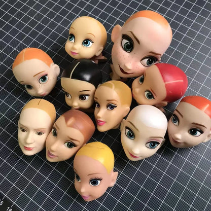 DISNEY Doll Heads – Bald Red Hair King, Queen & Alice with Makeup for DIY Dressing & Accessories