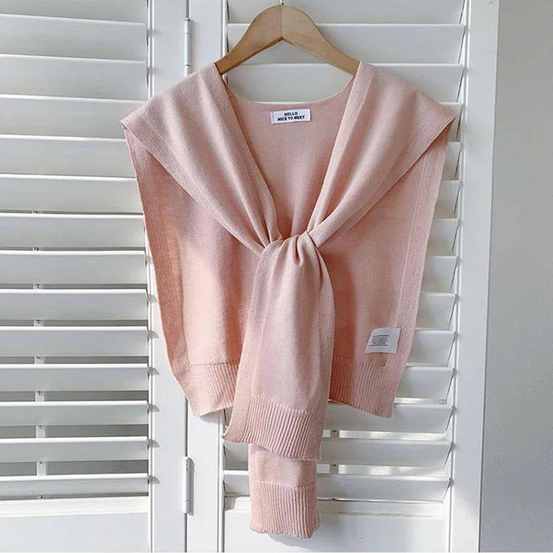 Lightweight Knitted Shawl for Women – Style Summer Cape with Fake Collar