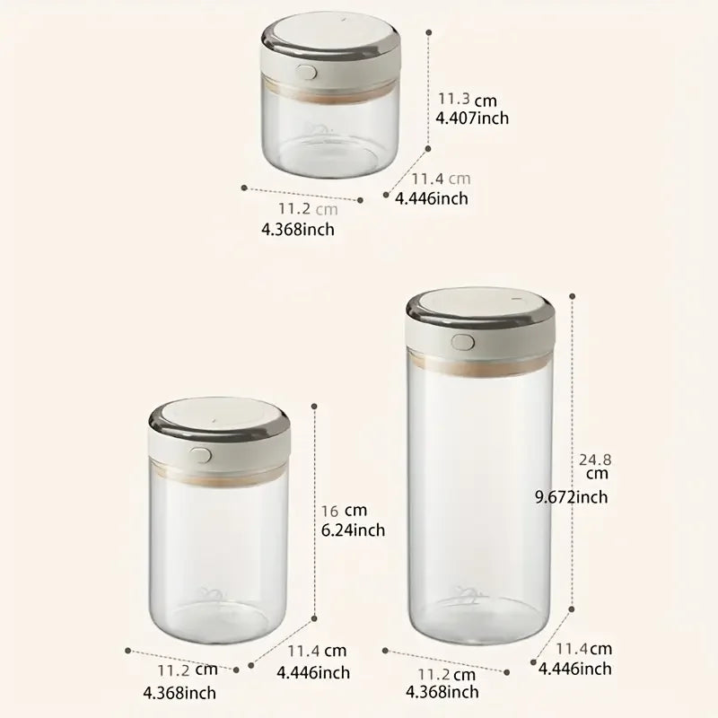 500/1100/1700ml Glass Coffee Bean Storage Jars — Vacuum Sealed, Airtight & Moisture-Proof Container with CO2 Valve for Kitchen