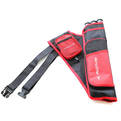 ACCMOS 3-Tube Arrow Quiver Pouch with Adjustable Belt — Recurve & Compound Bow Quiver for Hunting & Target Shooting