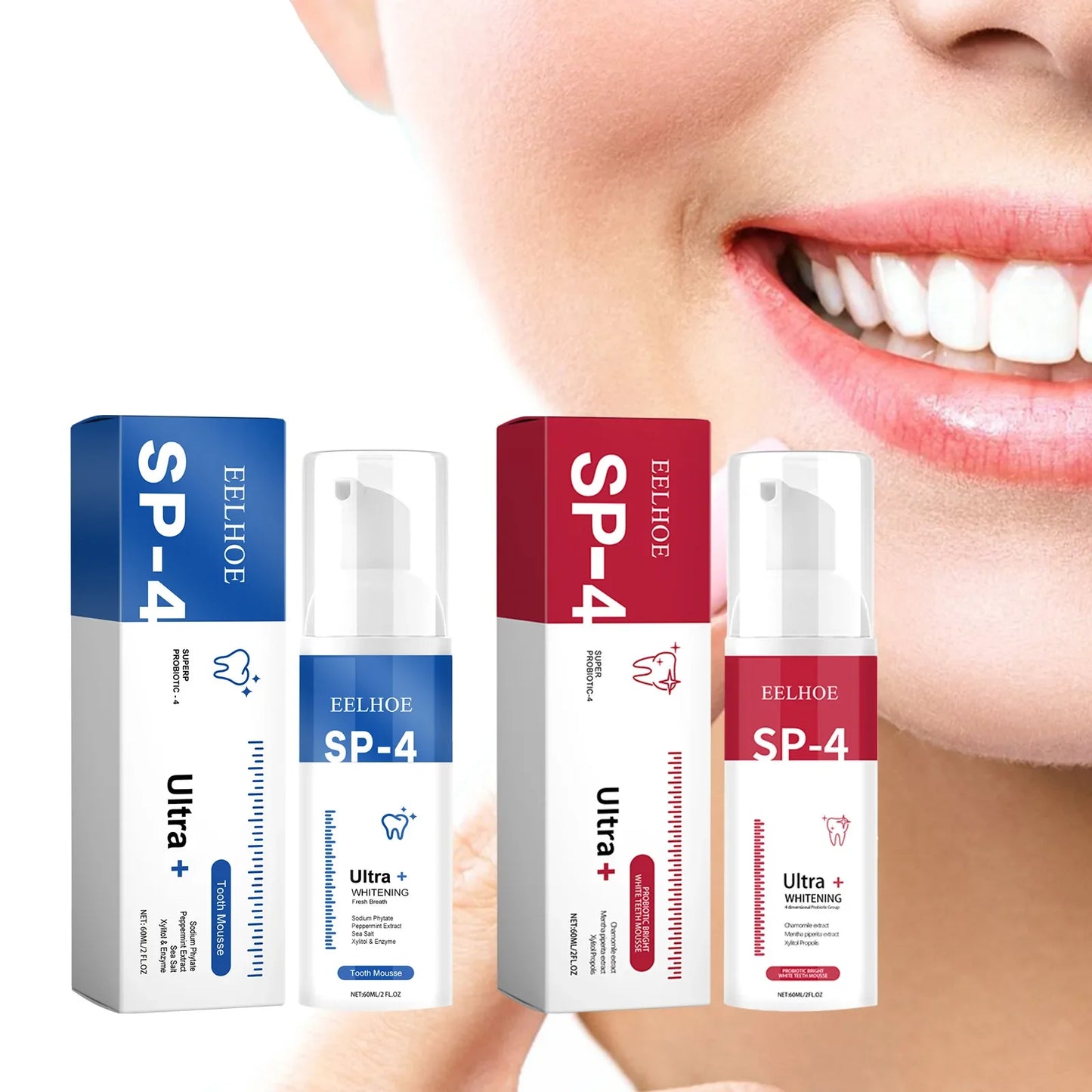 Sip-4 Probiotic Whitening Toothpaste — Stain Removal, Brightening & Fresh Breath Formula