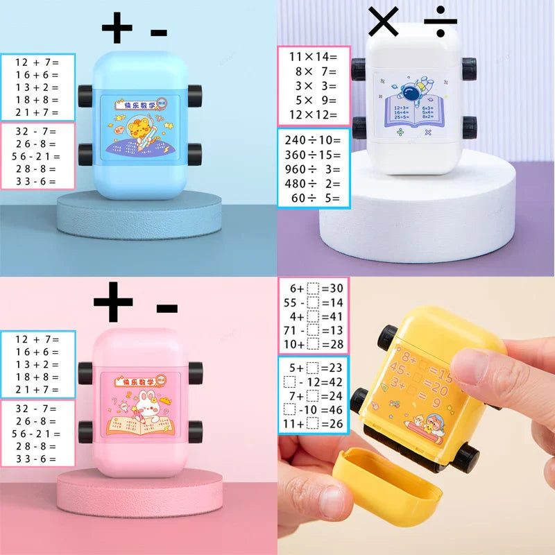 2-in-1 Teaching Stamp: Fill-In-The-Blank & Math Roller - Reusable Design for Digital Math Practice up to 100
