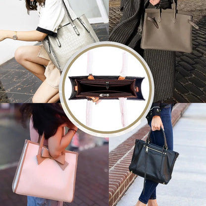Vertical Tote Insert Organizer — Felt Liner with Pockets for Wallets, Cosmetics & Handbag Storage