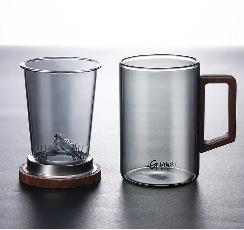 GIANXI High Borosilicate Glass Tea Cup with Belt Filter – Separate Flower Tea Water Cup for Original Tea Making