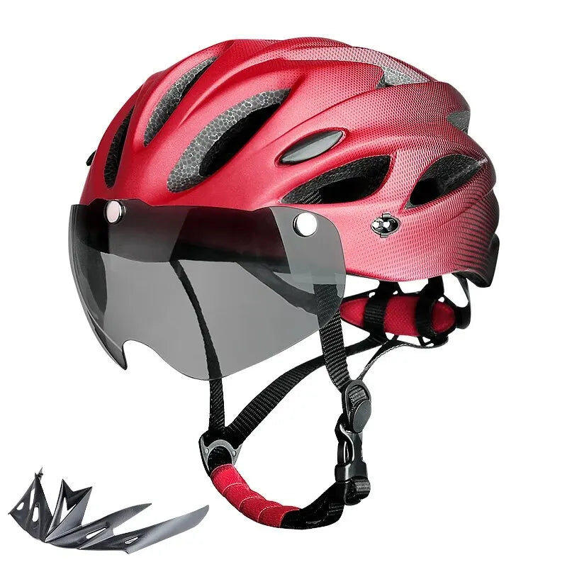 Adult Bike Helmet with LED Tail Light – Lightweight & Breathable Cycling Helmet (58-62cm), Colorful Bicycle Accessory