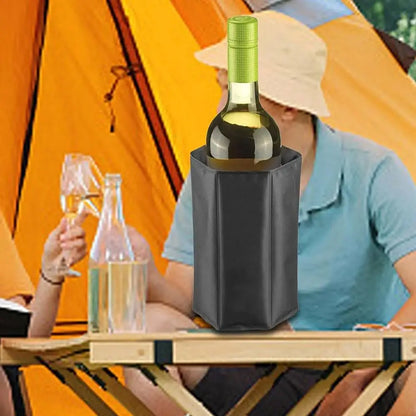 Non-Toxic Reusable Wine Cooler Sleeve – Universal Folding Bottle Chiller with Durable Ice Pack