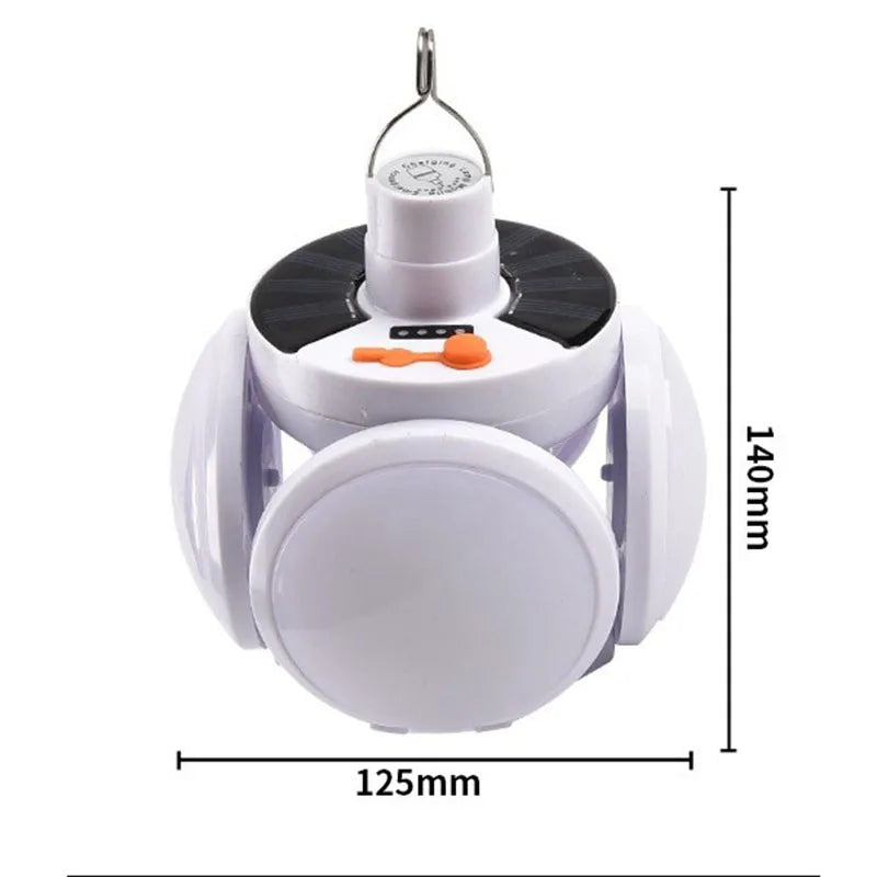 Solar Folding LED Light - USB Rechargeable Portable Outdoor Camping and Emergency Lamp