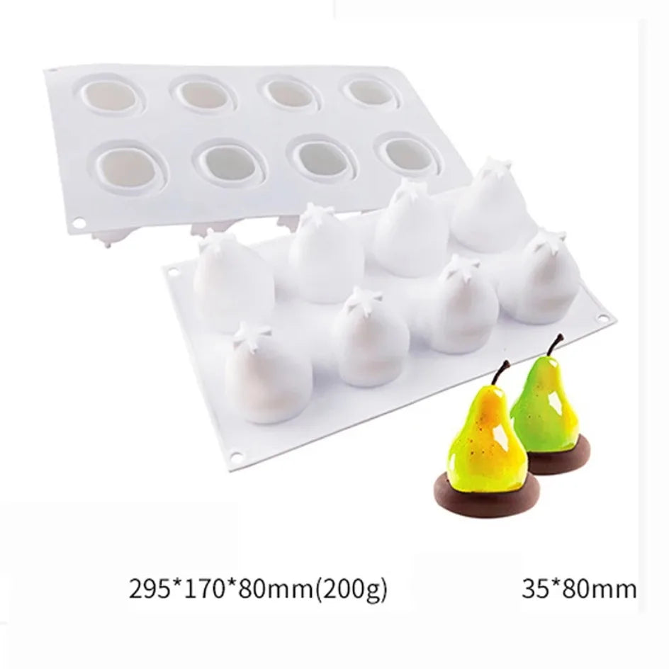 Fruit Series Silicone Cake Mold — Mango & Pear Shapes for Mousse, Dessert Baking, Non-Stick & Easy-Clean French Cake Decoration