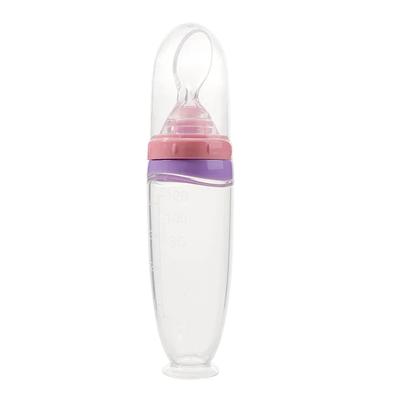 120ml Infant Silicone Food Squeeze Feeder – Baby Fruit Puree & Rice Paste Dispenser with Detachable Spoon