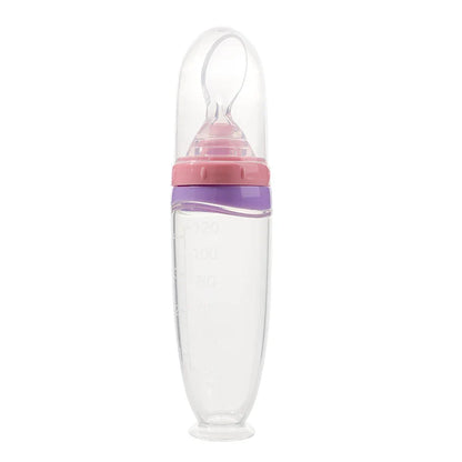 120ml Infant Silicone Food Squeeze Feeder – Baby Fruit Puree & Rice Paste Dispenser with Detachable Spoon