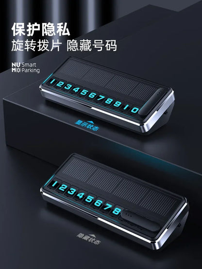 Solar LED Car Phone Number Plate — Hidden Temporary Parking Card with Multi-Number Display