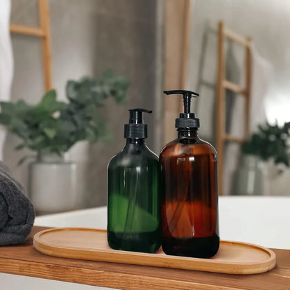 Bamboo Storage Tray – Wooden Bathroom Organizer for Shampoo, Body Wash & Toiletries, Multi-Function Countertop Accessory