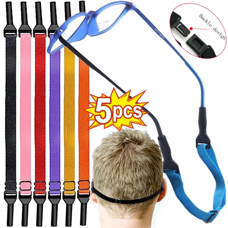Glasses Chain for Kids and Adults - Sunglasses Strap, Safety Band Retainer Cord Holder for Children's Glasses, Sport Glasses Rope - Available in 1 or 5pcs