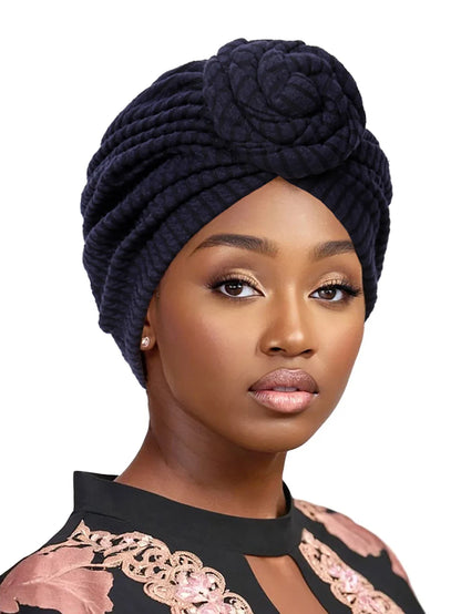 Women’s Fashion Turban Hijab Hat – Soft Elastic African Head Wrap, Breathable Muslim Chemo Cap for Girls & Women