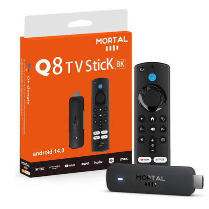 Mortal Q8 Android TV Stick Global Version – Android 14, 8K/4K Streaming, WiFi 6, Voice Remote, Netflix & YouTube Compatible