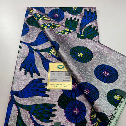 New Grand African Wax Fabric - 6 Yards Cotton Ankara Batik Pagne with Golden Shine Finish for Dresses & Sewing