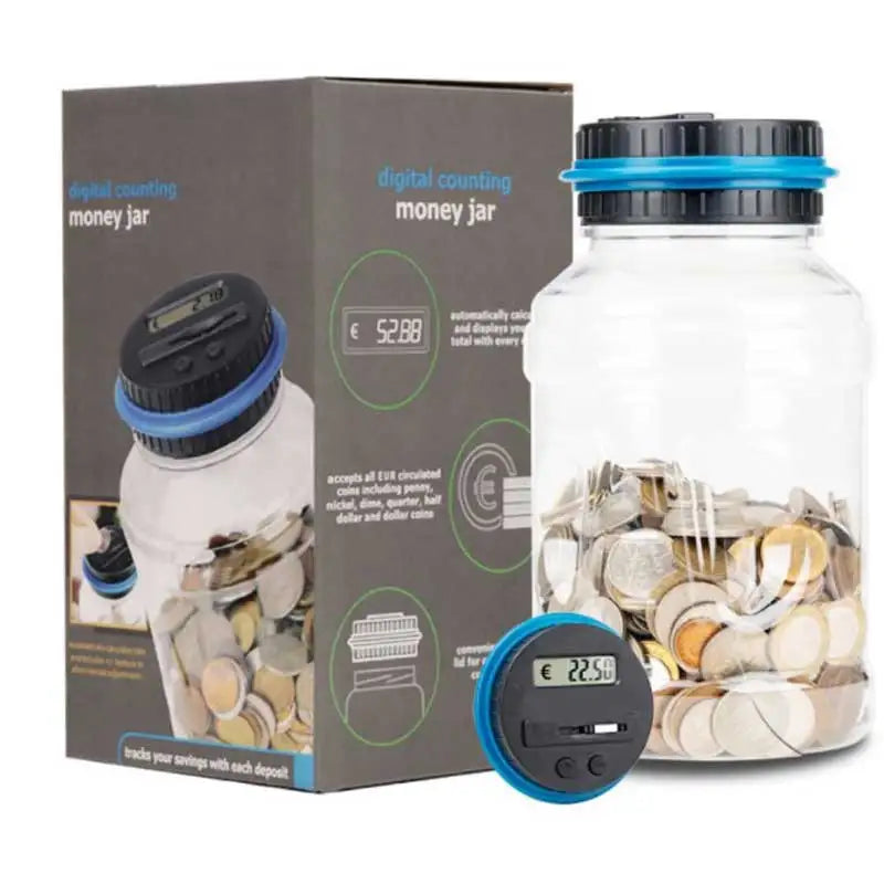 Intelligent Coin Bank with LED Display – Automatic Coin Counter & Storage for Pound, Dollar, Euro