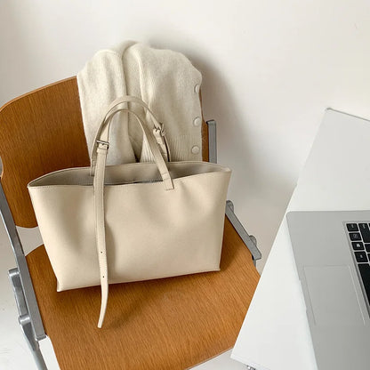 Women's Casual PU Leather Tote Bag – Soft Shoulder Handbag Large Capacity Shopper Purse 2026 New