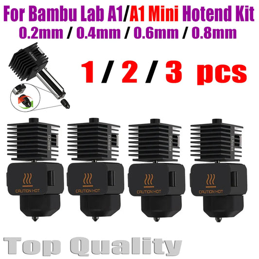 Hotend Kit for Bambu Lab A1/A1 Mini – 0.2/0.4/0.6/0.8mm Hardened Steel Nozzle 3D Printer Accessory