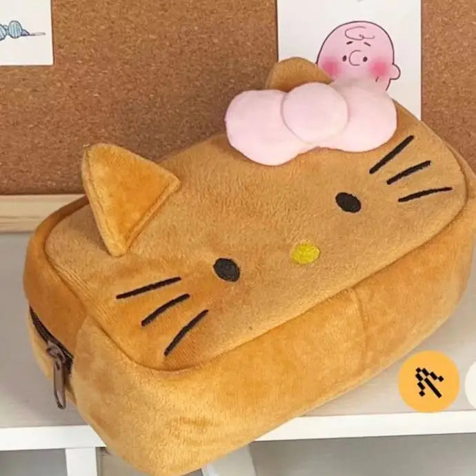 Cute Hello Kitty Plush Pencil Case – Large Capacity Stationery & Makeup Storage Bag for Students & Girls – Kawaii Party Gift