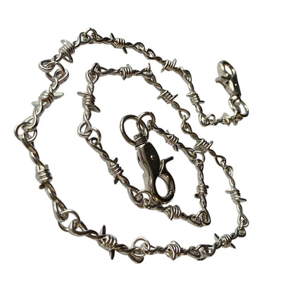 Punk Grunge Barbed Wire Chain Necklace & Waist Chain – Gothic Snake Metal Jewelry for Men & Jeans