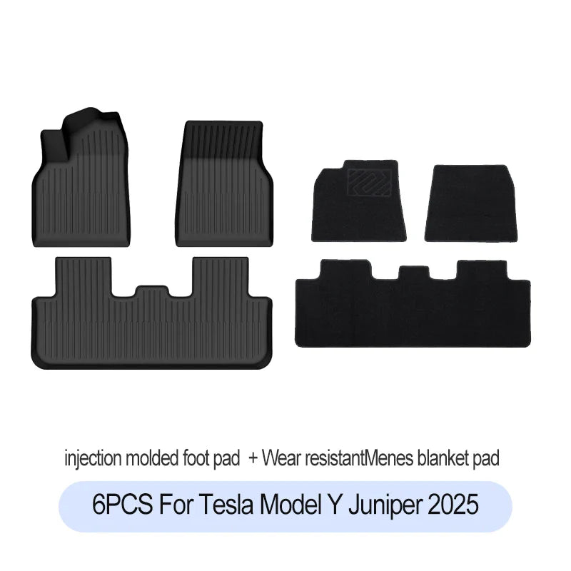 Tesla Model Y Juniper 2025+ TPE Floor Mats Set – Premium All-Weather Cargo & Trunk Liner, Wear-Resistant Car Interior Foot Protection Mats
