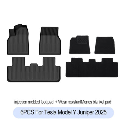 Tesla Model Y Juniper 2025+ TPE Floor Mats Set – Premium All-Weather Cargo & Trunk Liner, Wear-Resistant Car Interior Foot Protection Mats