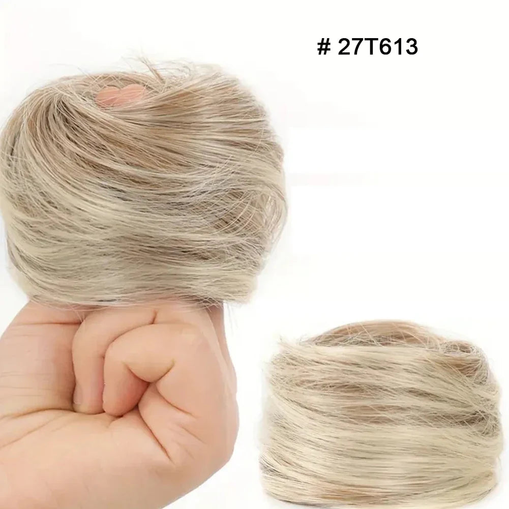 100% Human Hair Bun Ponytail Hairpiece – Brazilian Hair Scrunchie Updo, Donut Chignon Hair Extension for Women