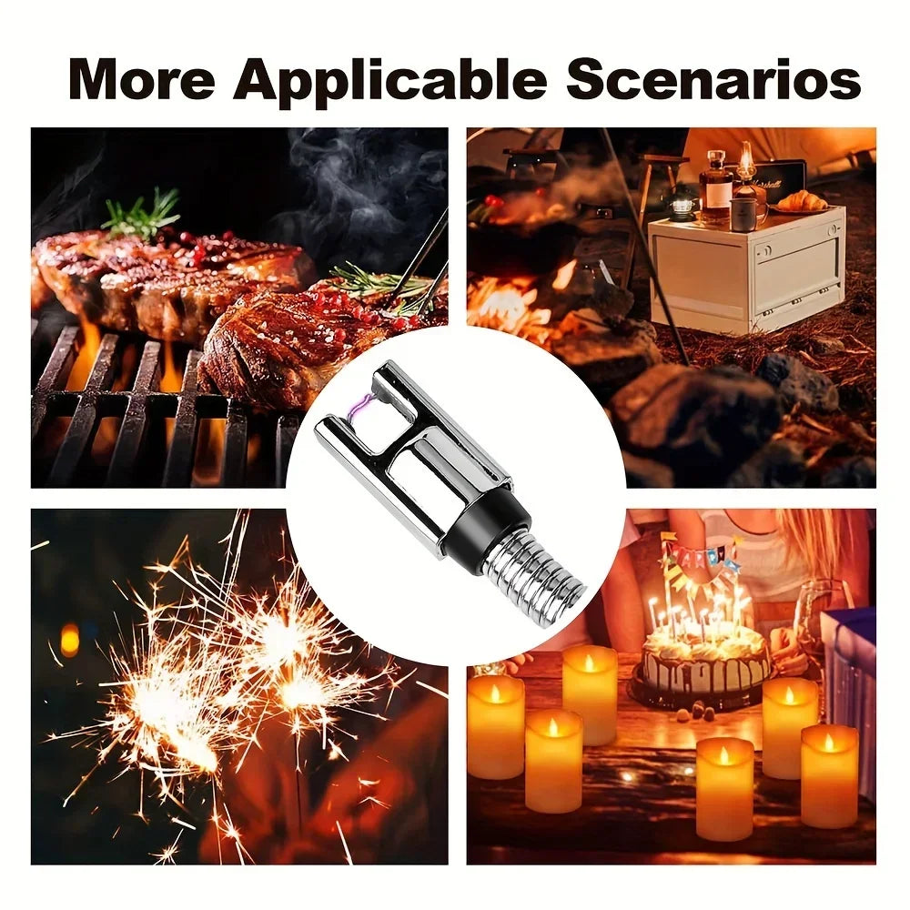 Rechargeable Electric Plasma Arc Lighter – Windproof USB Candle & BBQ Ignition Tool for Camping, Kitchen & Fireplace Use
