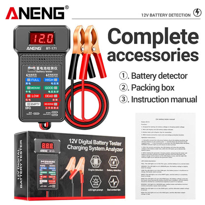ANENG BT-171 Multifunctional Battery Tester — 12V Auto Repair Diagnostic Tool with LED Display for Electricians