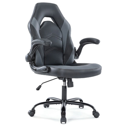 Ergonomic Office Gaming Desk Chair – Adjustable PU Leather Racing Chair with Flip-Up Armrests, Christmas Furniture