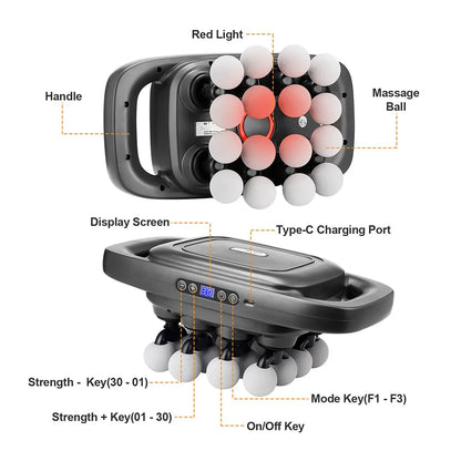 16-Head Fascia Massage Gun – High-Frequency Vibration Body Massager for Back, Waist, Neck, and Shoulders, Muscle Relief