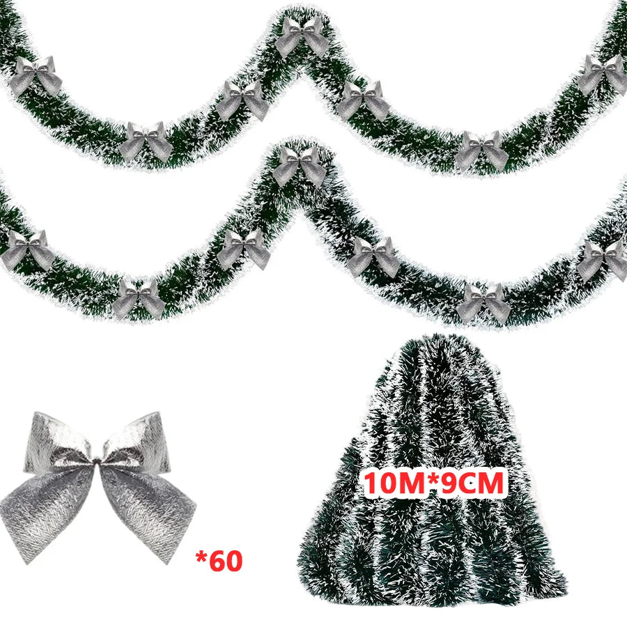 10M Christmas Tinsel Ribbon Garland with Bows – DIY Xmas Tree, Wreath & Holiday Decor