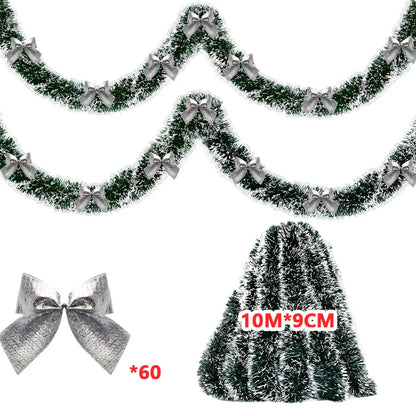 10M Christmas Tinsel Ribbon Garland with Bows – DIY Xmas Tree, Wreath & Holiday Decor