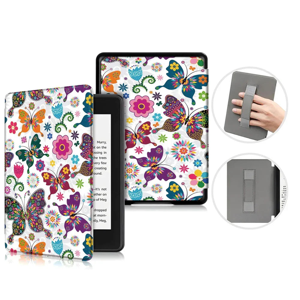 6" Kindle 11th Generation 2024 Case | PU Leather Ebook Cover with Hand Strap & Auto Wake Sleep