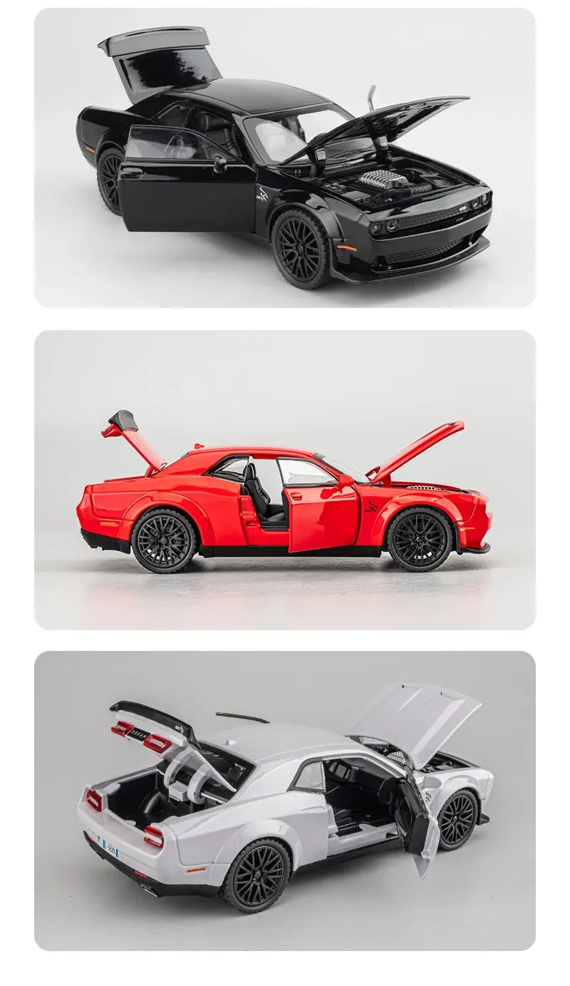 Dodge Challenger Hellcat 1:32 Scale Die-Cast Toy Car – Pull Back Model with Sound and Light Features