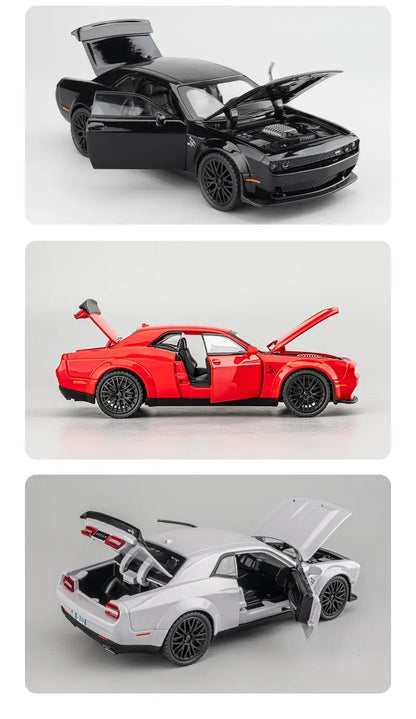 Dodge Challenger Hellcat 1:32 Scale Die-Cast Toy Car – Pull Back Model with Sound and Light Features