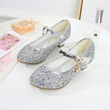 Girls Princess High Heel Shoes - Purple & Red Leather Party Dress Shoes for Kids Weddings & Special Occasions