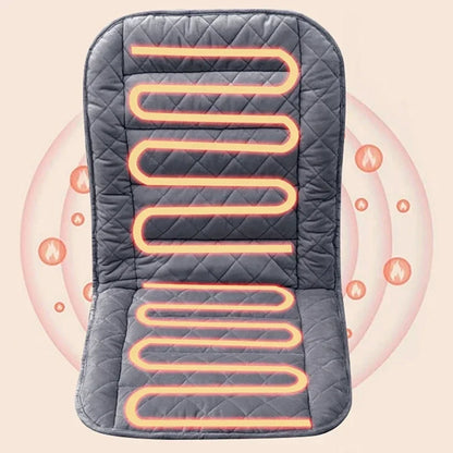 USB Heated Backrest Cushion for Office Chair – 3-Speed Temperature Heating Pad Winter Seat Mat