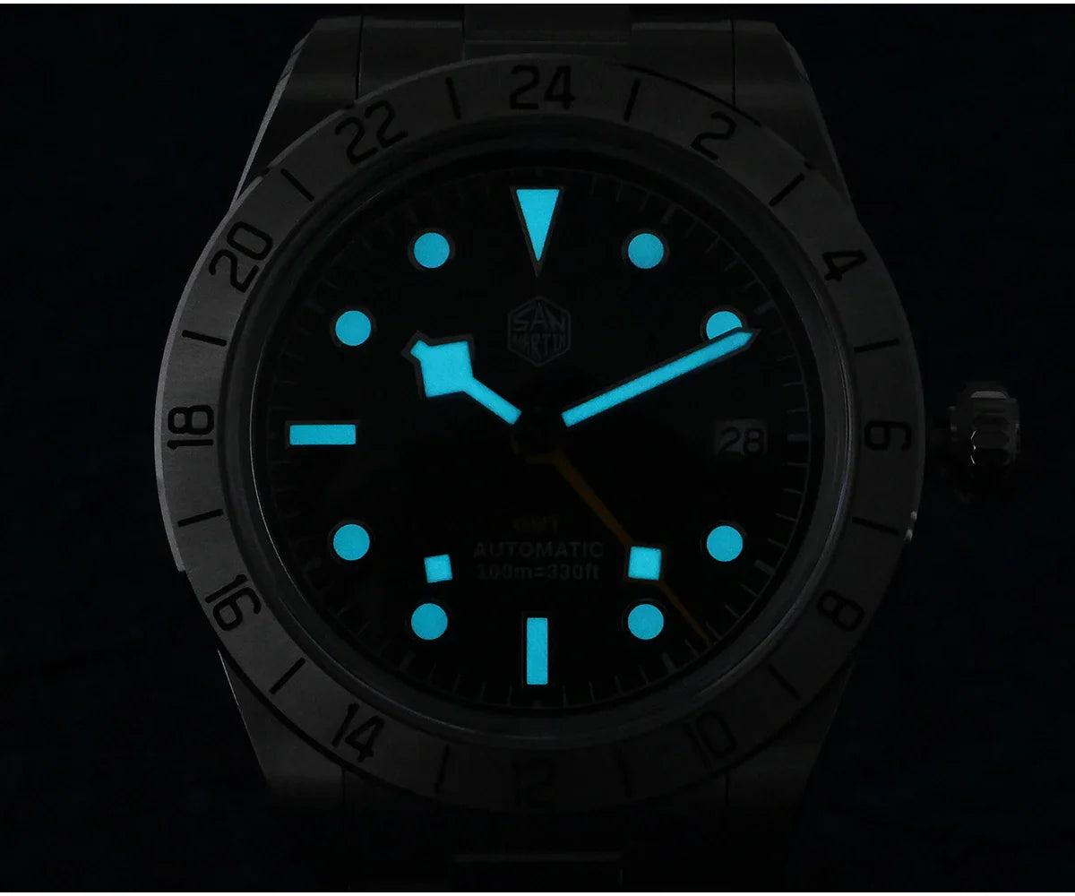 San Martin 39mm NH34 BB GMT Automatic Mechanical Sport Watch — Sapphire Luminous Waterproof 100m for Men Relogio SN0054