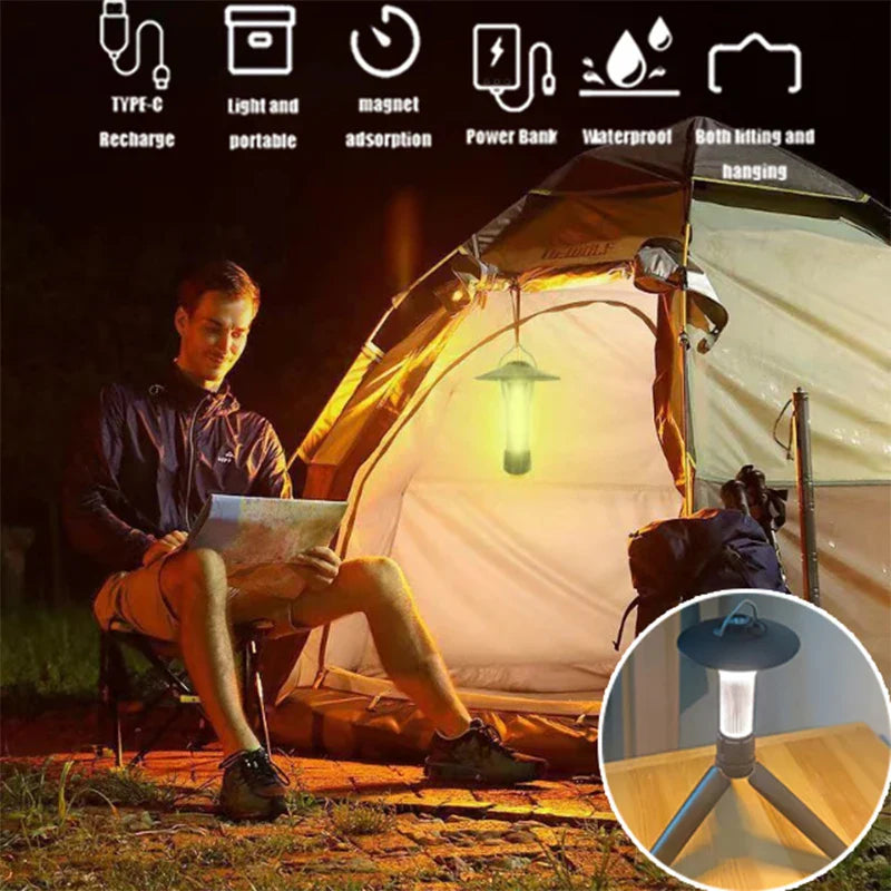 2200mAh Camping Lantern with Magnetic Base – LED Emergency Flashlight with 5 Lighting Modes, Blackdog Goal Zero Style