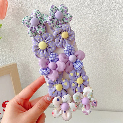 10 Pcs Baby Girl Flower Hair Bands Set – Cute Colorful Soft Scrunchies Ponytail Holders for Kids