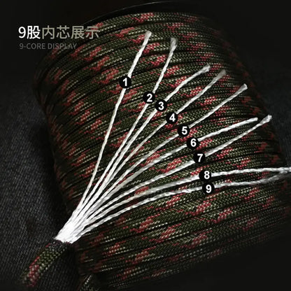 100M 550 Military Standard Paracord Rope – 9 Core 4mm Outdoor Survival, Parachute Cord for Tent, Umbrella, Lanyard Strap