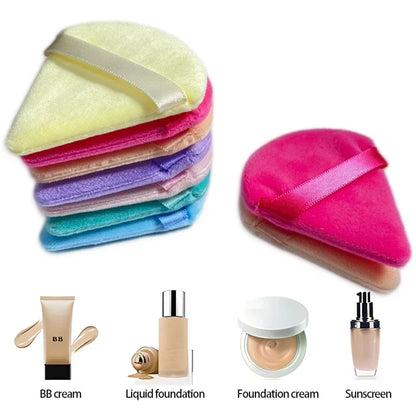 2PCS Velvet Triangle Makeup Puffs – Soft Washable Cosmetic Sponges for Wet & Dry Use with Foundation, Powder, Blush & Shadow