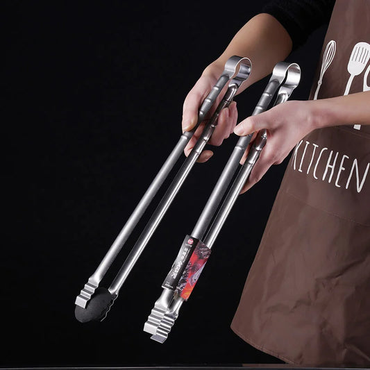 1Pc Extra Long Outdoor Camping Grill Tongs: 45CM Stainless Steel Kitchen Tongs for Cooking and Grilling - Durable Grilling Clips