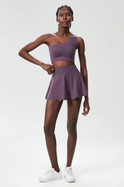 3-Piece Women’s Fitness Yoga Set – Breathable Quick-Dry Gym & Running Sportswear with Tennis Skirt