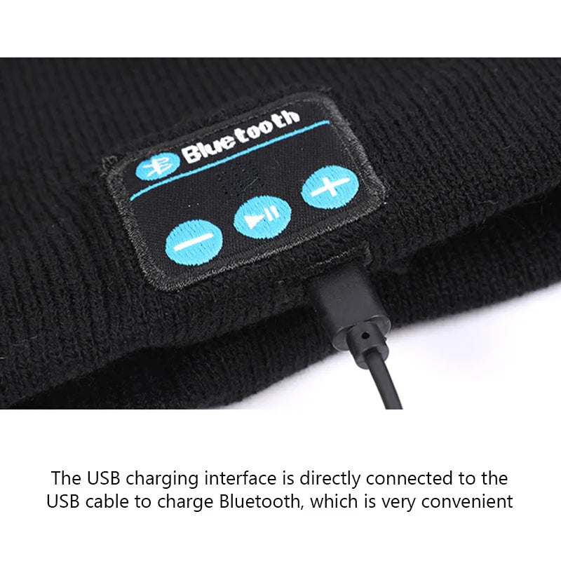 Bluetooth Beanie Hat with Wireless Headphones - Winter Sport Music Cap with Built-in Mic and Speaker, Compatible with Xiaomi, Huawei, Redmi, iPhone